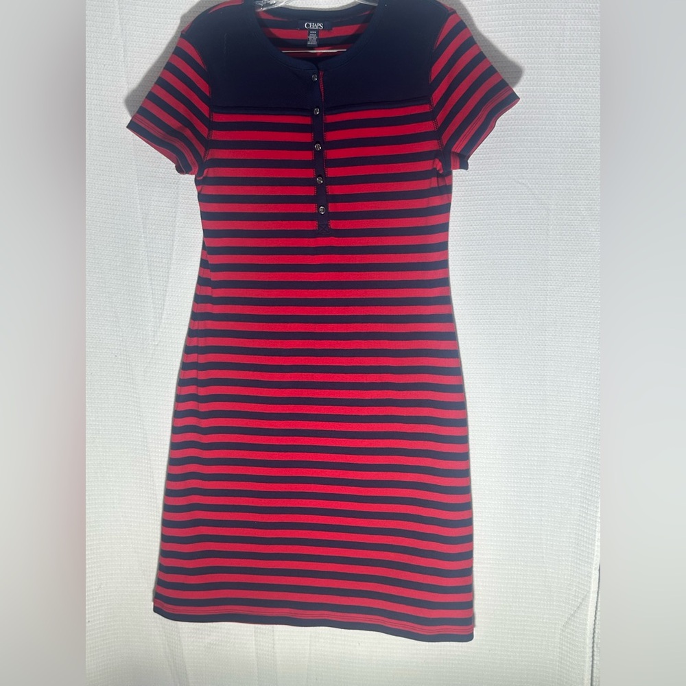 Chaps Women's Red and Black Striped Dress